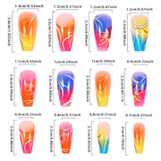 Color Gradient Flower Rhinestone Fake Nails