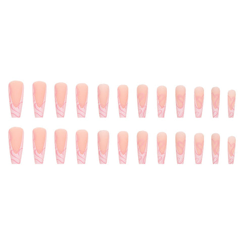 Heart Stripe Fake Nails